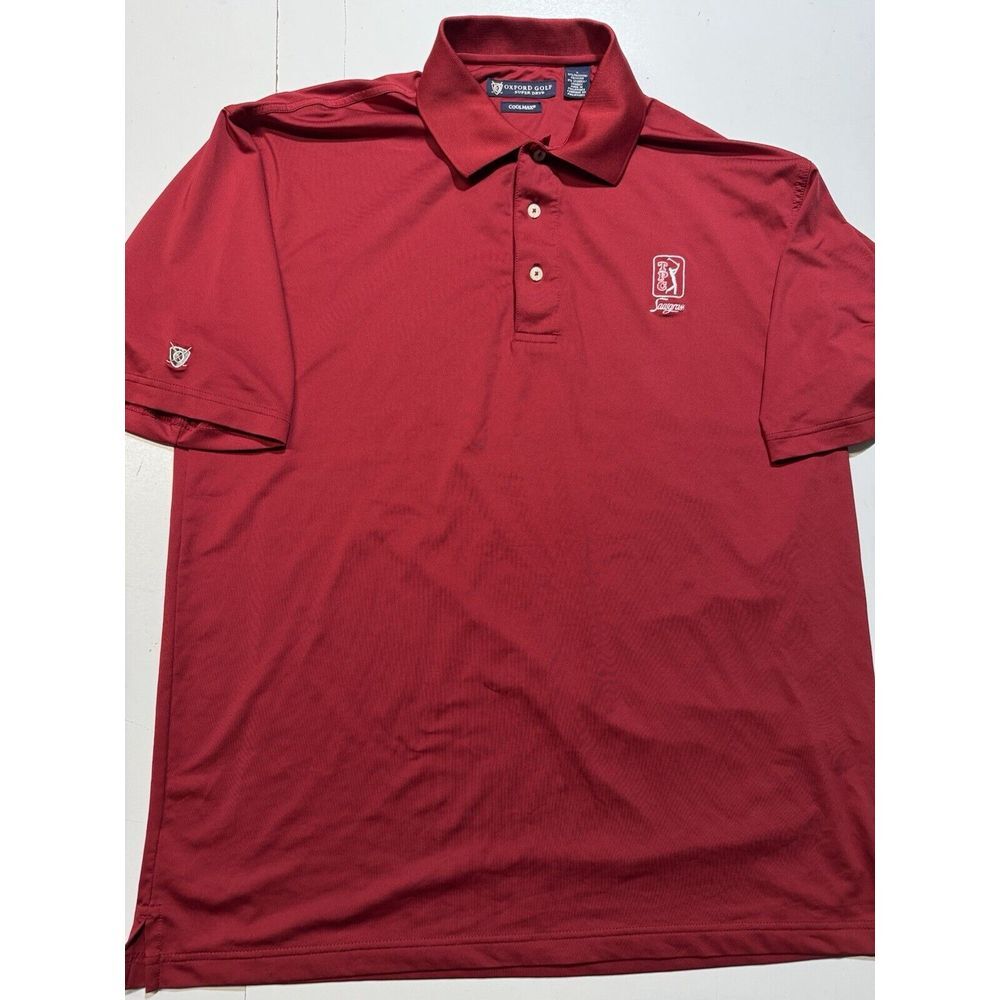 Oxford‎ Golf Polo Shirt Men's L Red Stretch Coolmax Super Dry TPC Sawgrass